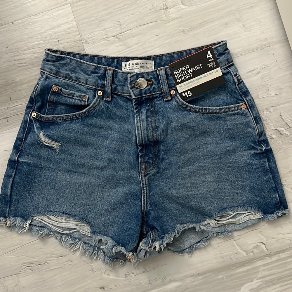 High rise denim shorts